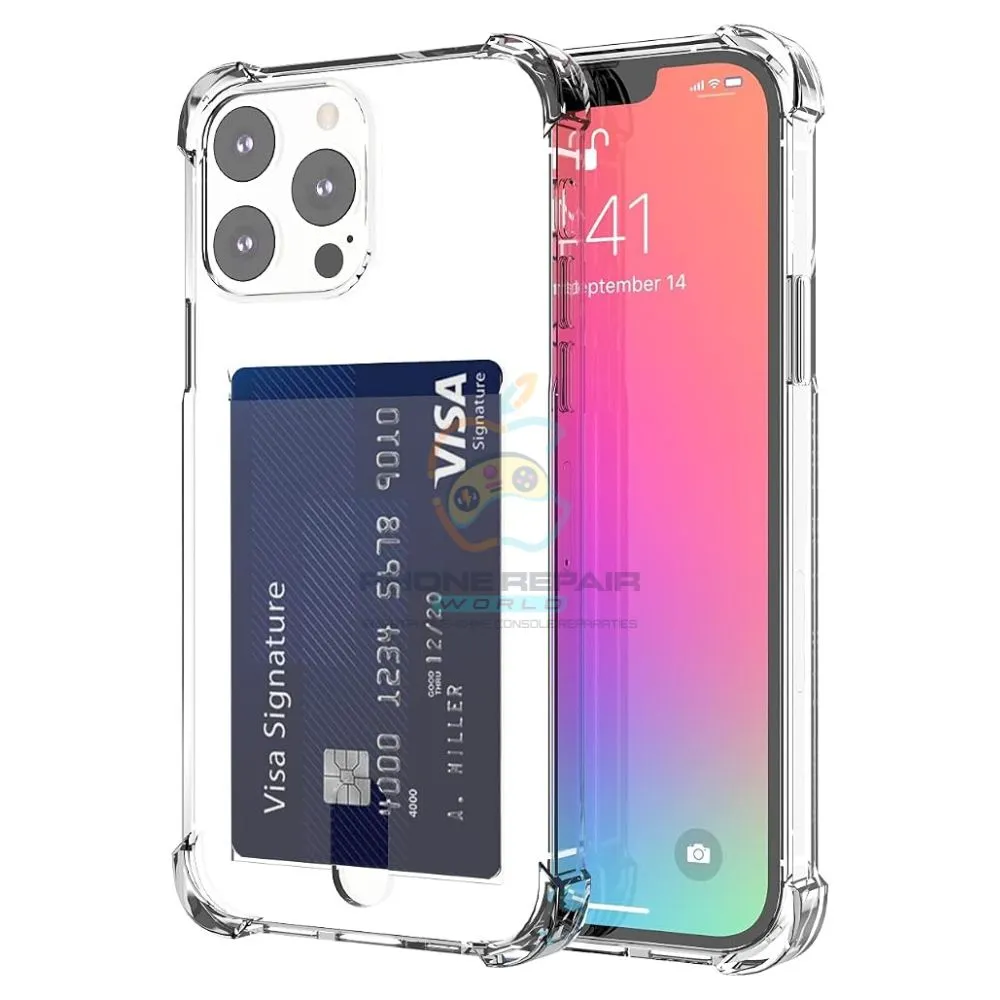 iphone 13 Pro transparant anti shock hoesje met kaarthouder 2