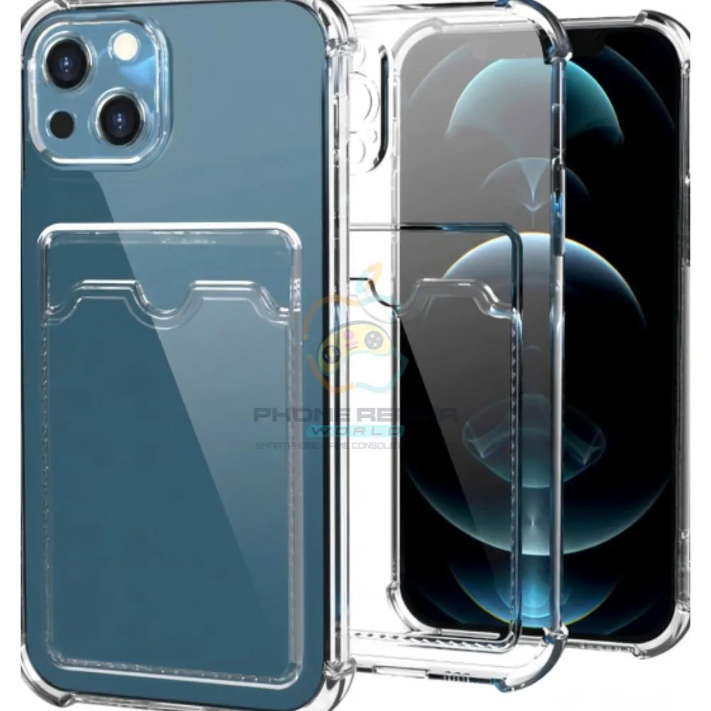 iphone 14 Plus transparant anti shock hoesje met kaarthouder 1
