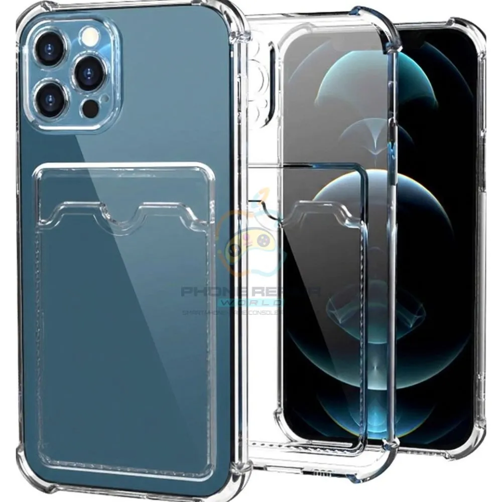 iphone 15 Pro transparant anti shock hoesje met kaarthouder 1
