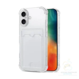 iphone 16 Plus transparant anti shock hoesje met kaarthouder 1