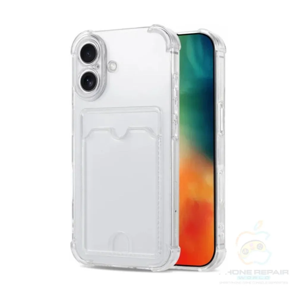 iphone 16 Plus transparant anti shock hoesje met kaarthouder 1