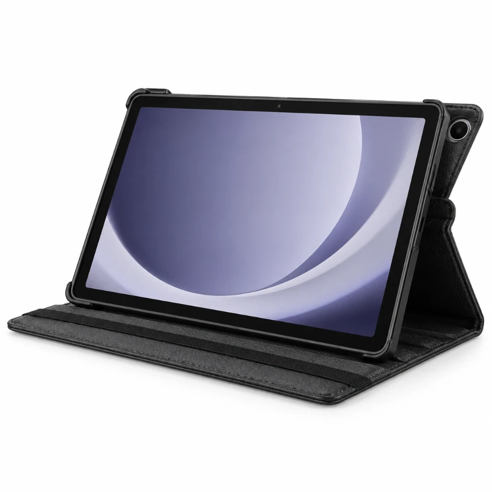 Samsung Galaxy Tab A9+ Hoes 360° Draaibare Book Case - zwart