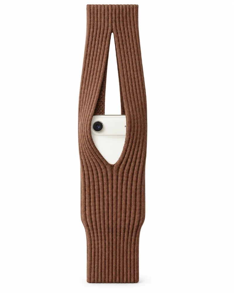 Universeel Telefoontasje met Draagkoord 80 cm – Stretch Telefoonhouder Bruin 2