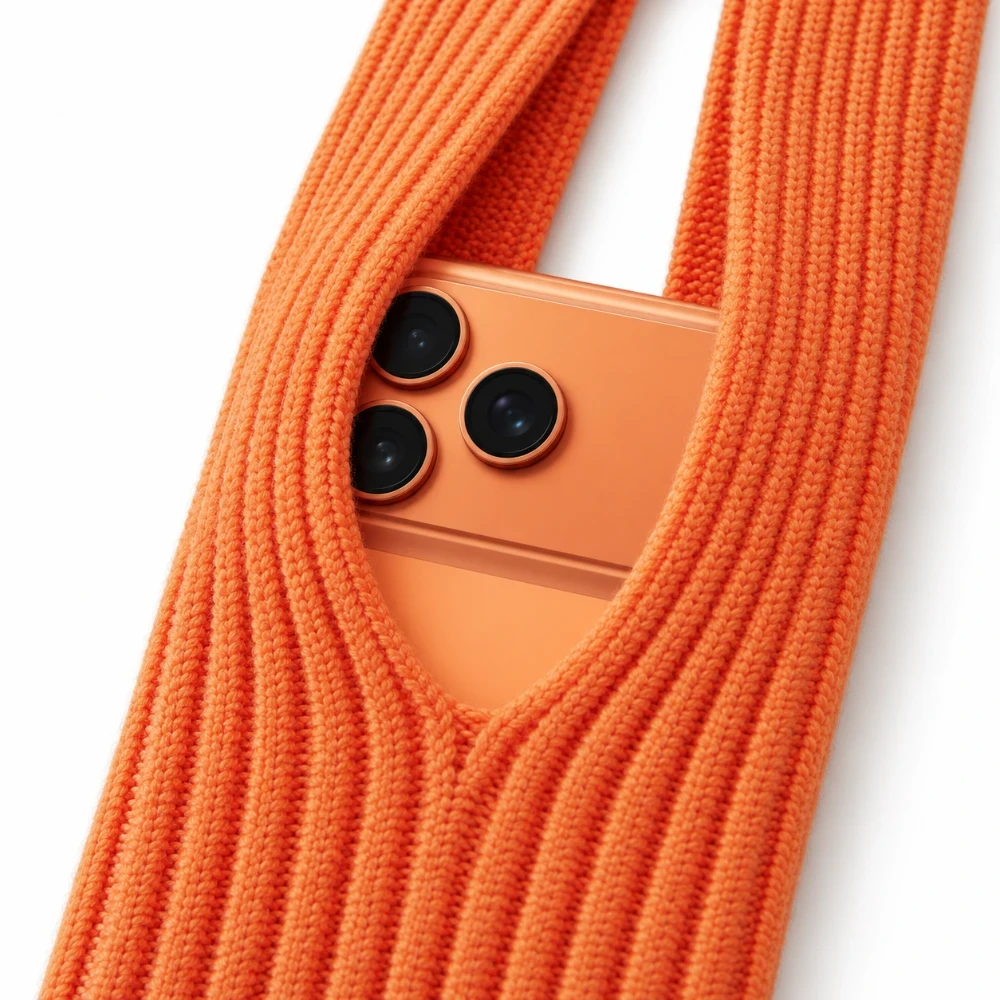 Universeel Telefoontasje met Draagkoord 80 cm – Stretch Telefoonhouder Oranje1