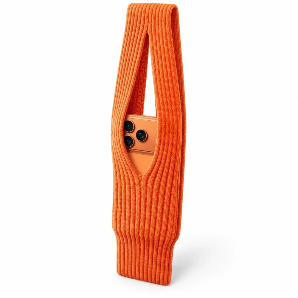 Universeel Telefoontasje met Draagkoord 80 cm – Stretch Telefoonhouder Oranje1