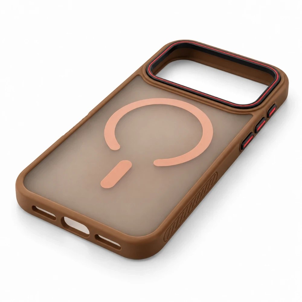 iPhone 17 Pro MagSafe Hoesje – Semi Transparant met Camera Bescherming - Bruin 2