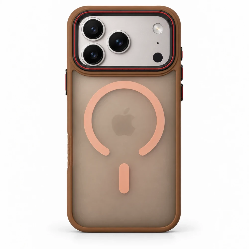 iPhone 17 Pro MagSafe Hoesje – Semi Transparant met Camera Bescherming - Bruin 2