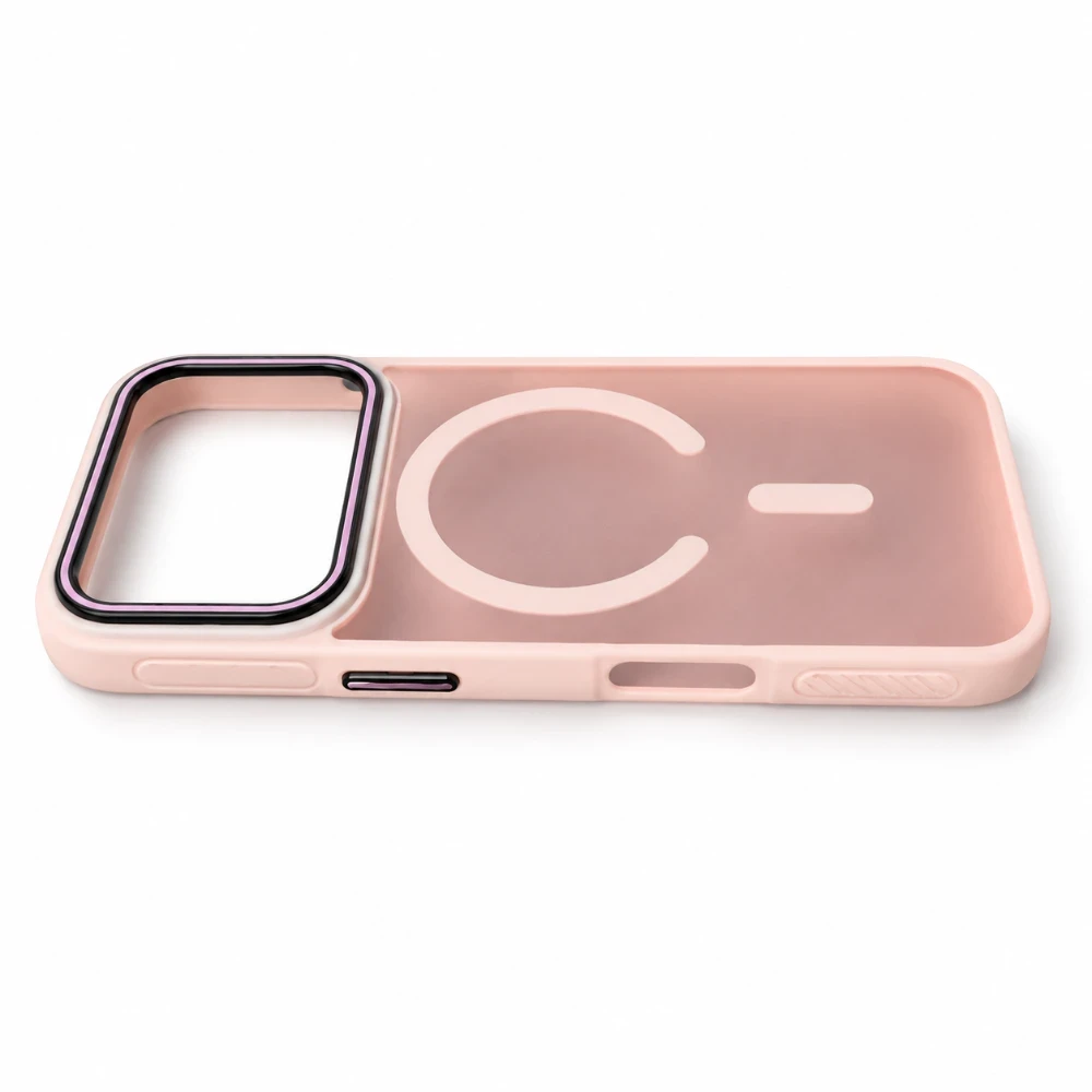iPhone 17 Pro Max MagSafe Hoesje – Semi Transparant met Camera Bescherming - Roze 2