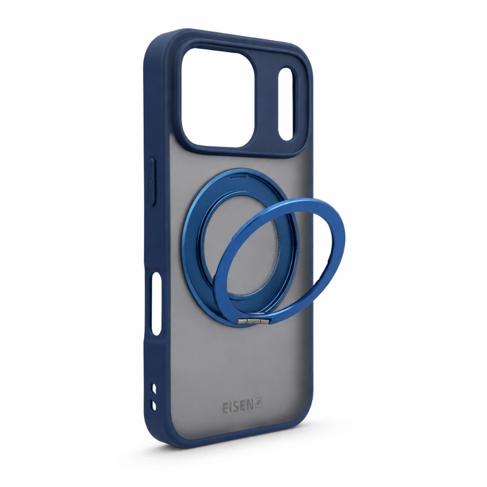 iPhone 17 Pro Max MagSafe hoesje met 360° draaibare-ring standaard - Blauw - Afbeelding 2