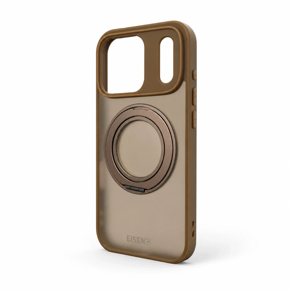 iPhone 17 Pro Max MagSafe hoesje met 360° draaibare-ring standaard - Bruin
