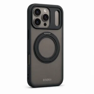 iPhone 17 Pro Max MagSafe hoesje met 360° draaibare-ring standaard - Zwart