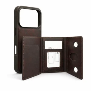 iPhone 17 Pro wallet case met afneembare pasjeshouder en standfunctie - Donkerbruin