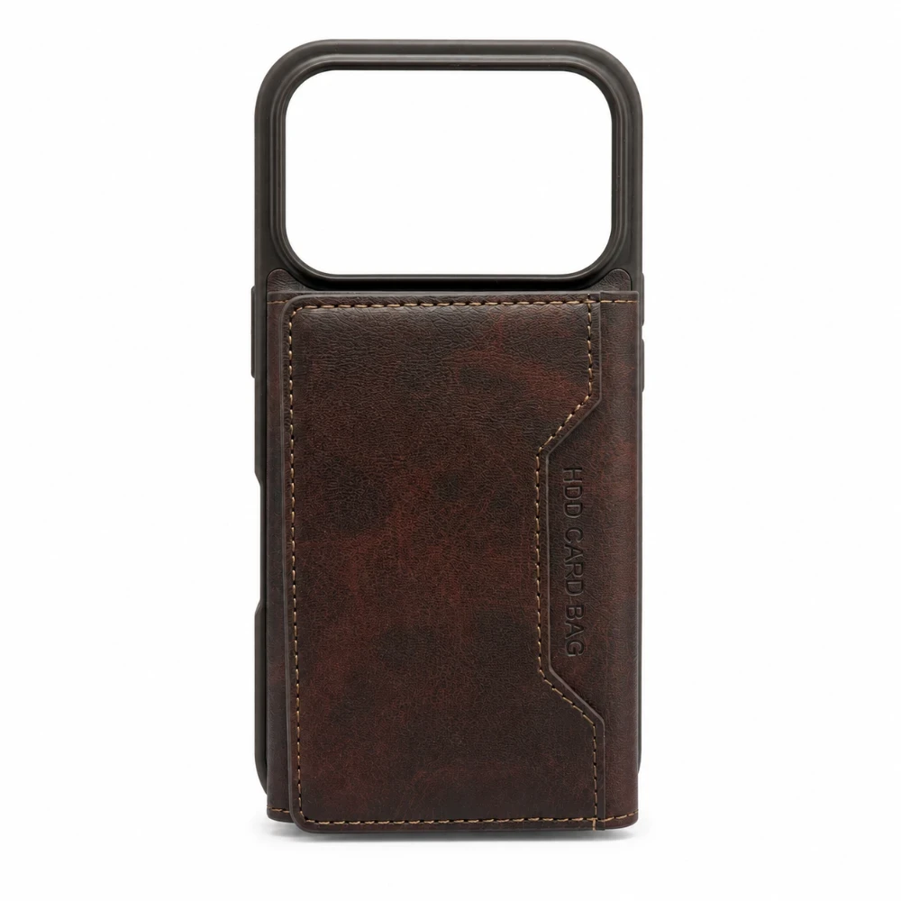 iPhone 17 Pro wallet case met afneembare pasjeshouder en standfunctie - Donkerbruin