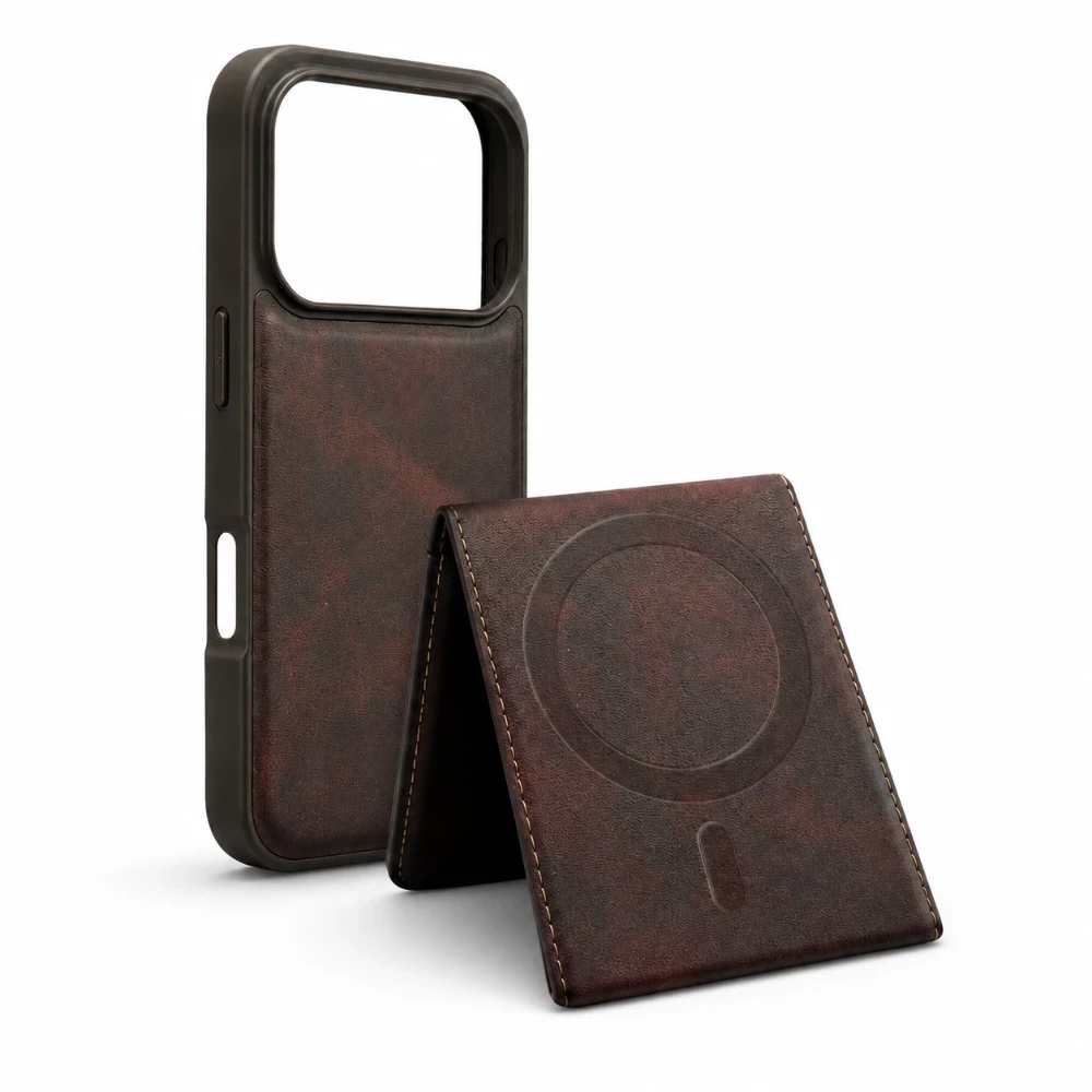 iPhone 17 Pro wallet case met afneembare pasjeshouder en standfunctie - Donkerbruin - Afbeelding 3