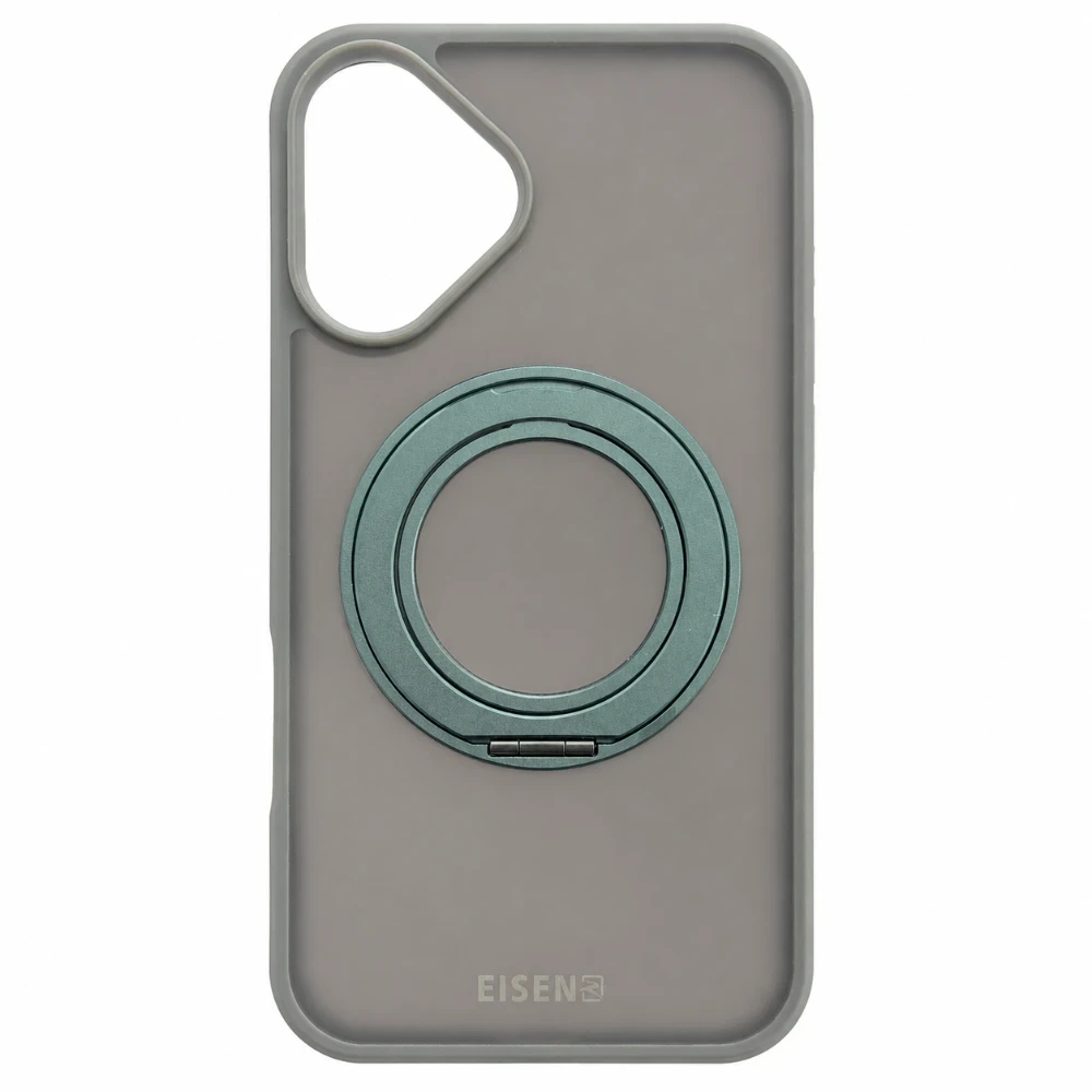 iPhone17 MagSafe hoesje met 360° draaibare-ring standaard - Grijs (3)