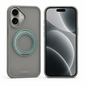 iPhone17 MagSafe hoesje met 360° draaibare-ring standaard - Grijs (3)