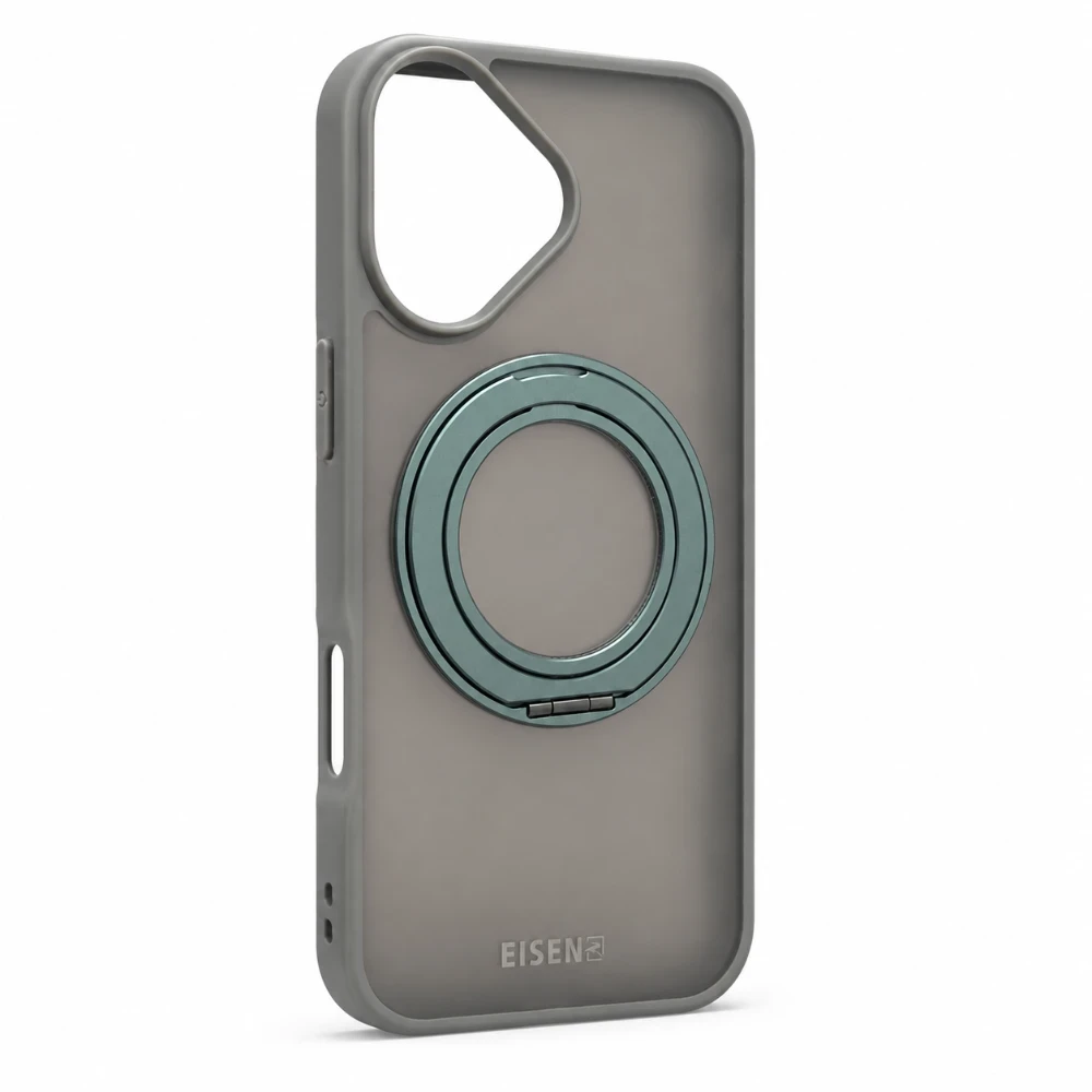 iPhone17 MagSafe hoesje met 360° draaibare-ring standaard - Grijs (3)