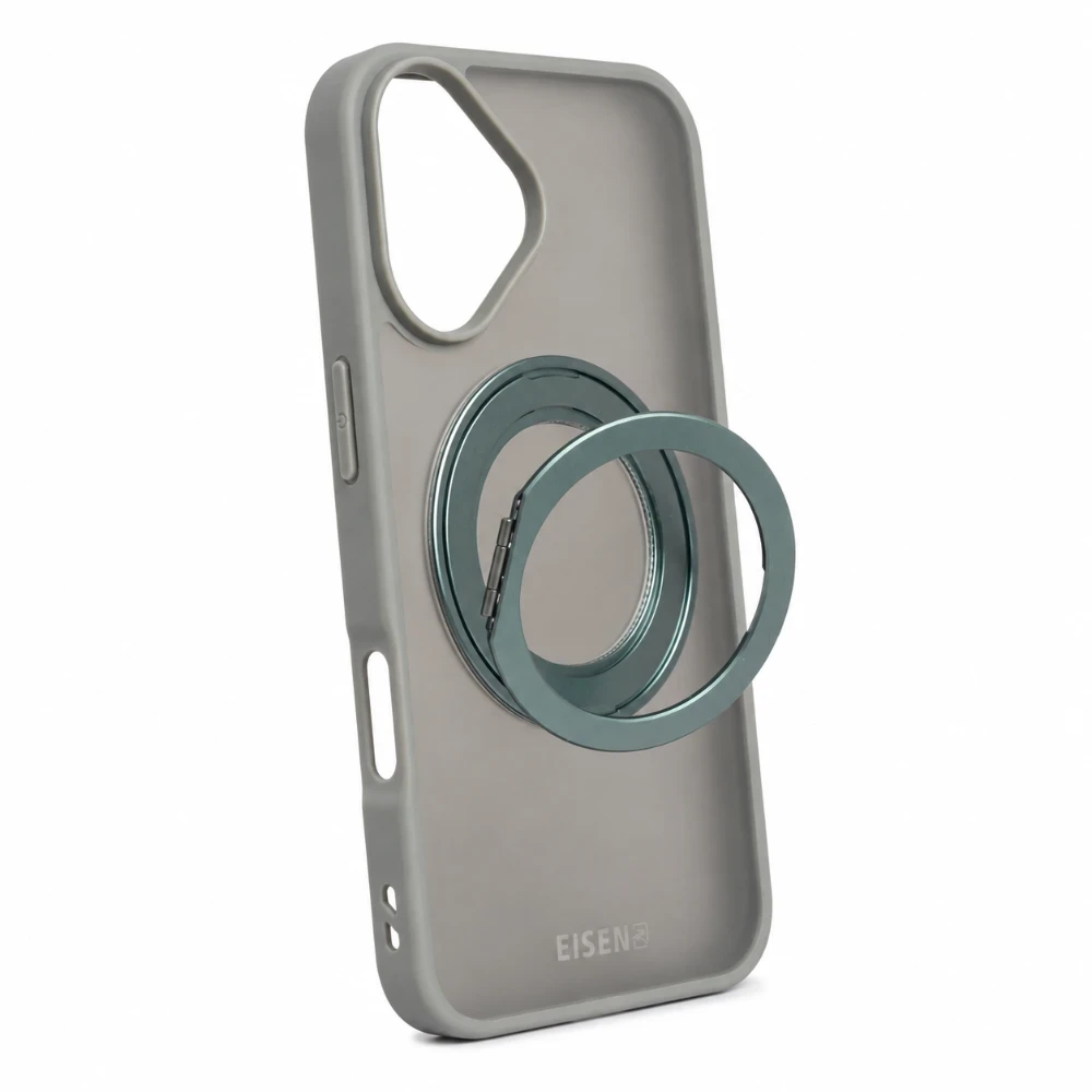 iPhone 17 MagSafe hoesje met 360° draaibare-ring standaard - Grijs - Afbeelding 4